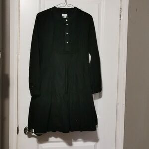 J. Crew Elegant Black Tiered Long Sleeve Dress